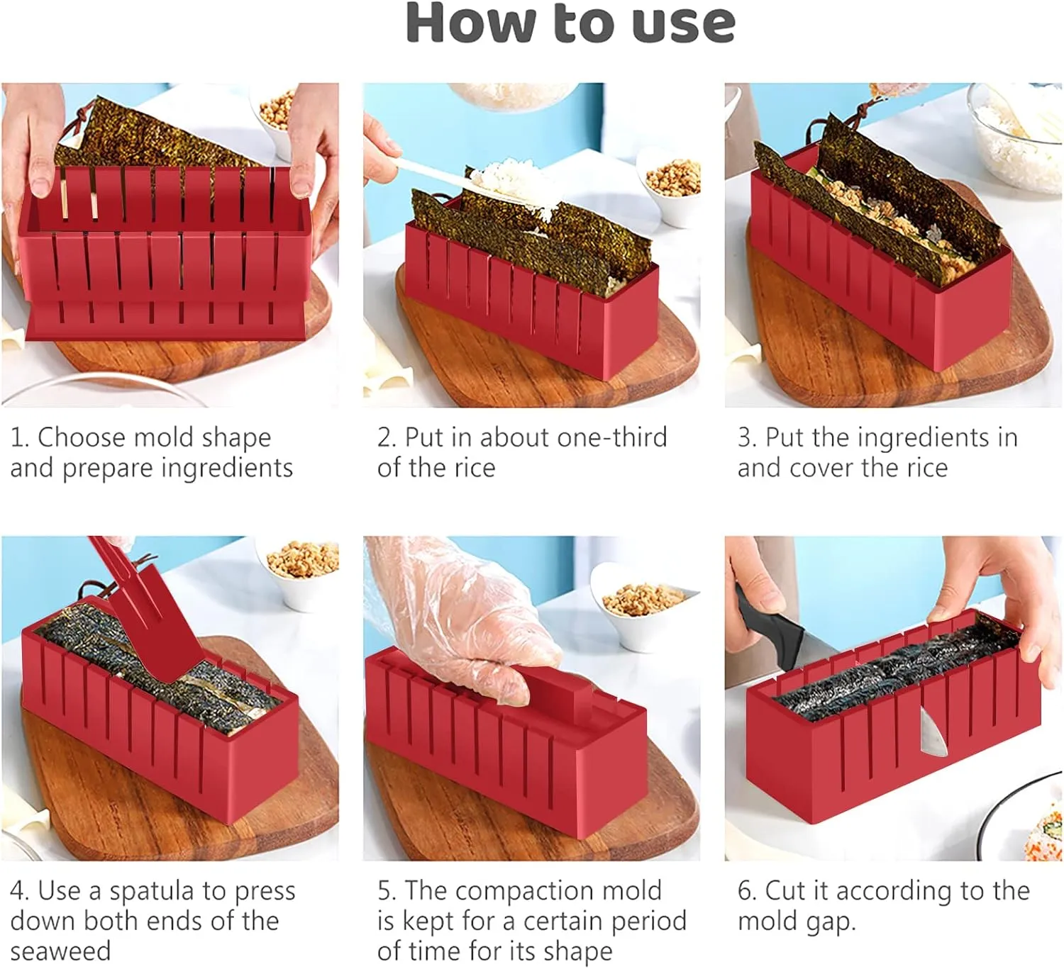 HI NINGER Sushi Making Kit Deluxe Edition Complete Sushi Maker Kit 12PCS Home Sushi Mold Press with Sushi Rice Roll Mold Shapes,Fork , Sushi Knife,Sushi Rolling Mat,Chopsticks