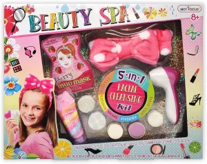 Hot Focus Kids Spa For Girls Toys Day Spa Kit - Kids Playset Deluxe Set With Facial Cleanser Machine Headband Mud Mask