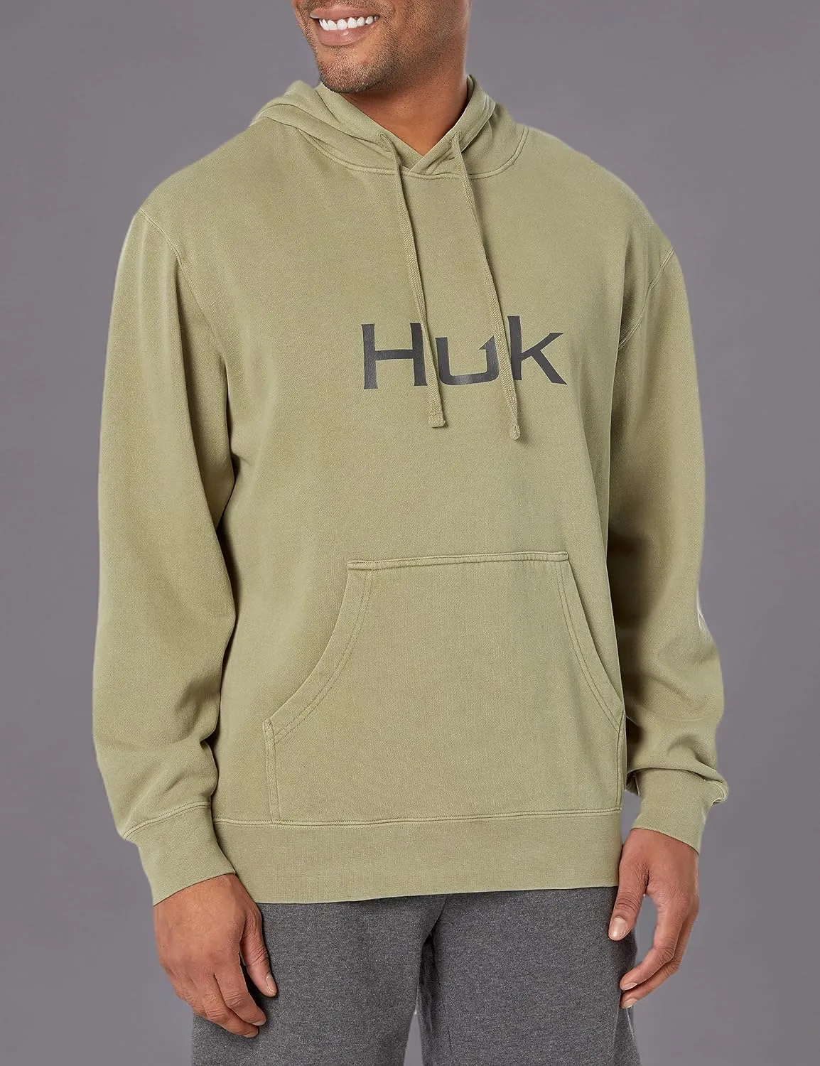 HUK Men Huk'd Up Logo Fishing, Fleece Hoodie with Stretch