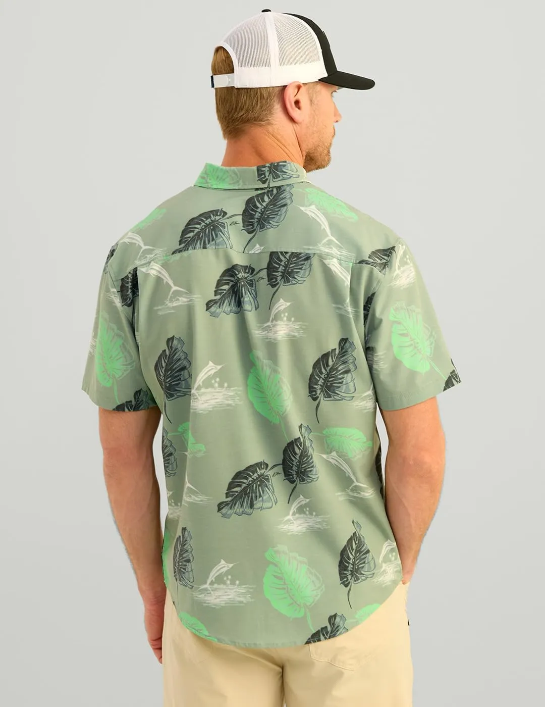 HUK Men's A1a Woven, Performance Long Sleeve Button
