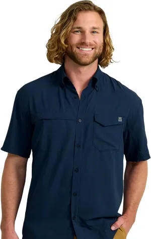 HUK Tide Point Solid Short Sleeve Shirt, Button Down for Men
