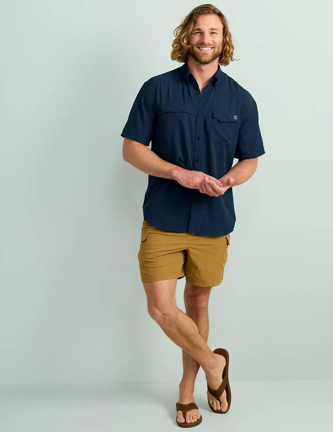 HUK Tide Point Solid Short Sleeve Shirt, Button Down for Men