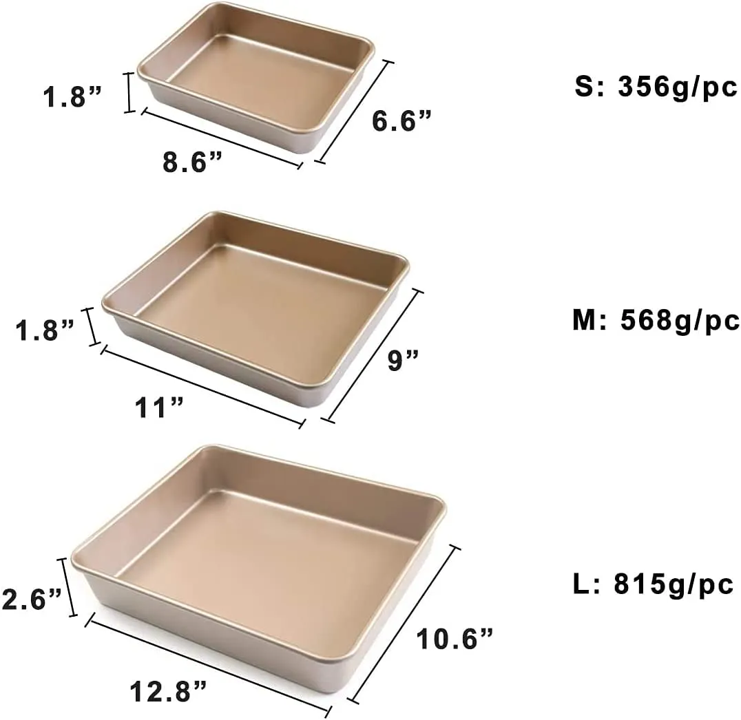 In Size 8" 11" 12" 3PCS Baking Pans Set
