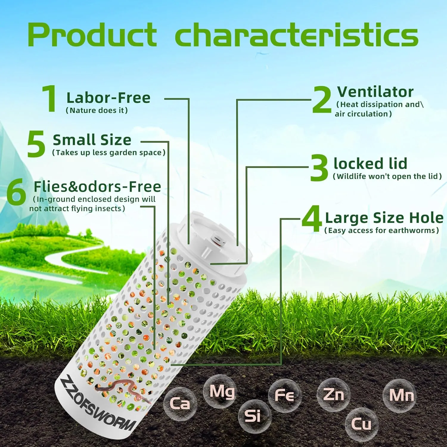 Inground Worm Farm Compost Bin Kit Recycling Kitchen Food Waste to Raised Garden Beds Outdoor with Holes&Lids in Bed&Home
