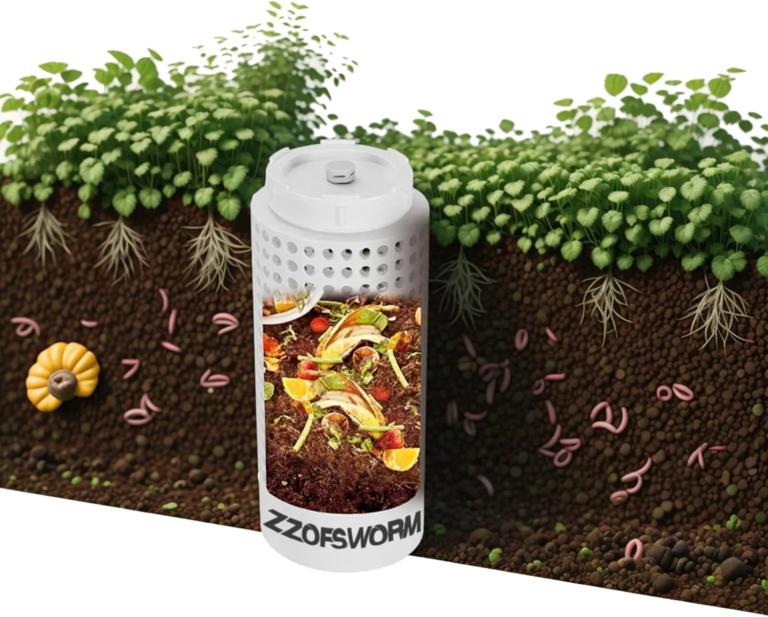 Inground Worm Farm Compost Bin Kit Recycling Kitchen Food Waste to Raised Garden Beds Outdoor with Holes&Lids in Bed&Home