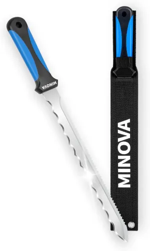 Insulation Knife with Sheath Stainless Steel Blade 11” Double Sided Insulation Cutter for Cutting Mineral Wool Insulation Sod Cutter Garden Knife for Lawn Repair