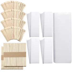 Ireer 1000 Pcs Wax Strips and Sticks Kit 500 Pcs Non Woven Waxing Strips 500 Pcs Assorted Applicator Sticks Soft Wooden Facial Body for Eyebrow Hair Removal Spa Home Women Men Leg