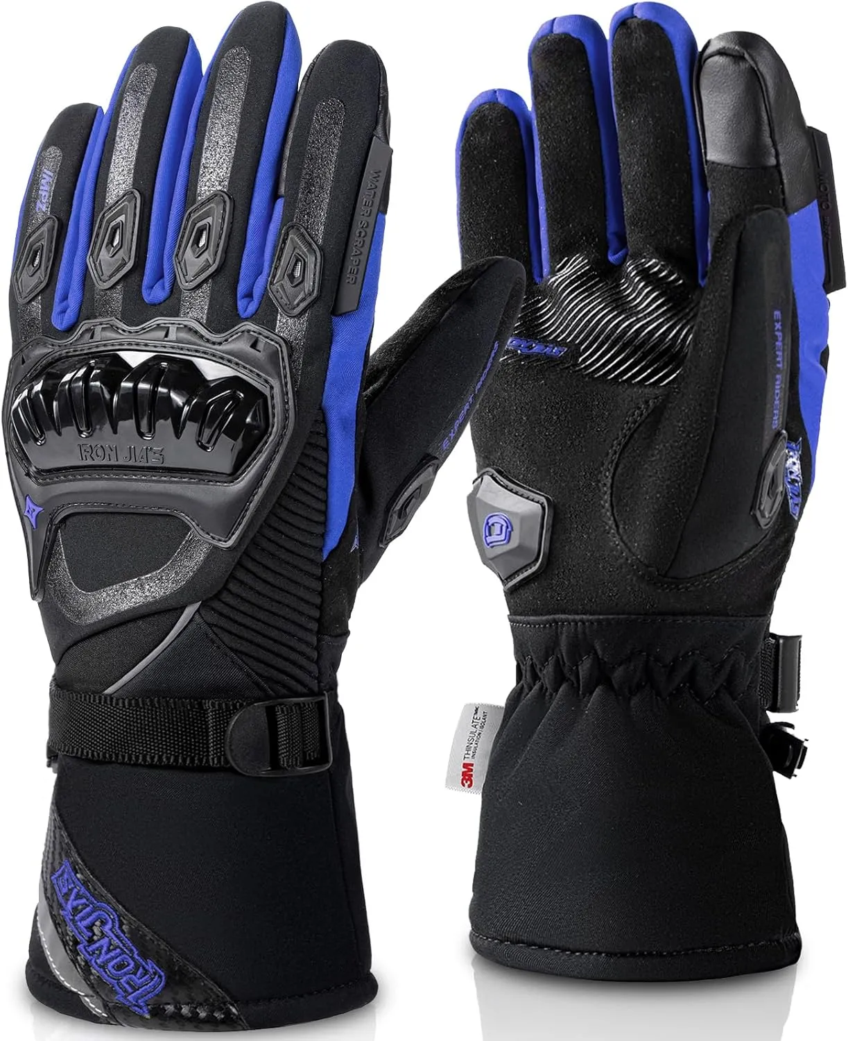 IRON JIA'S Motorcycle Gloves Winter Cold Weather Warm Touchscreen Waterproof Windproof Protective Gear (Blue, M)