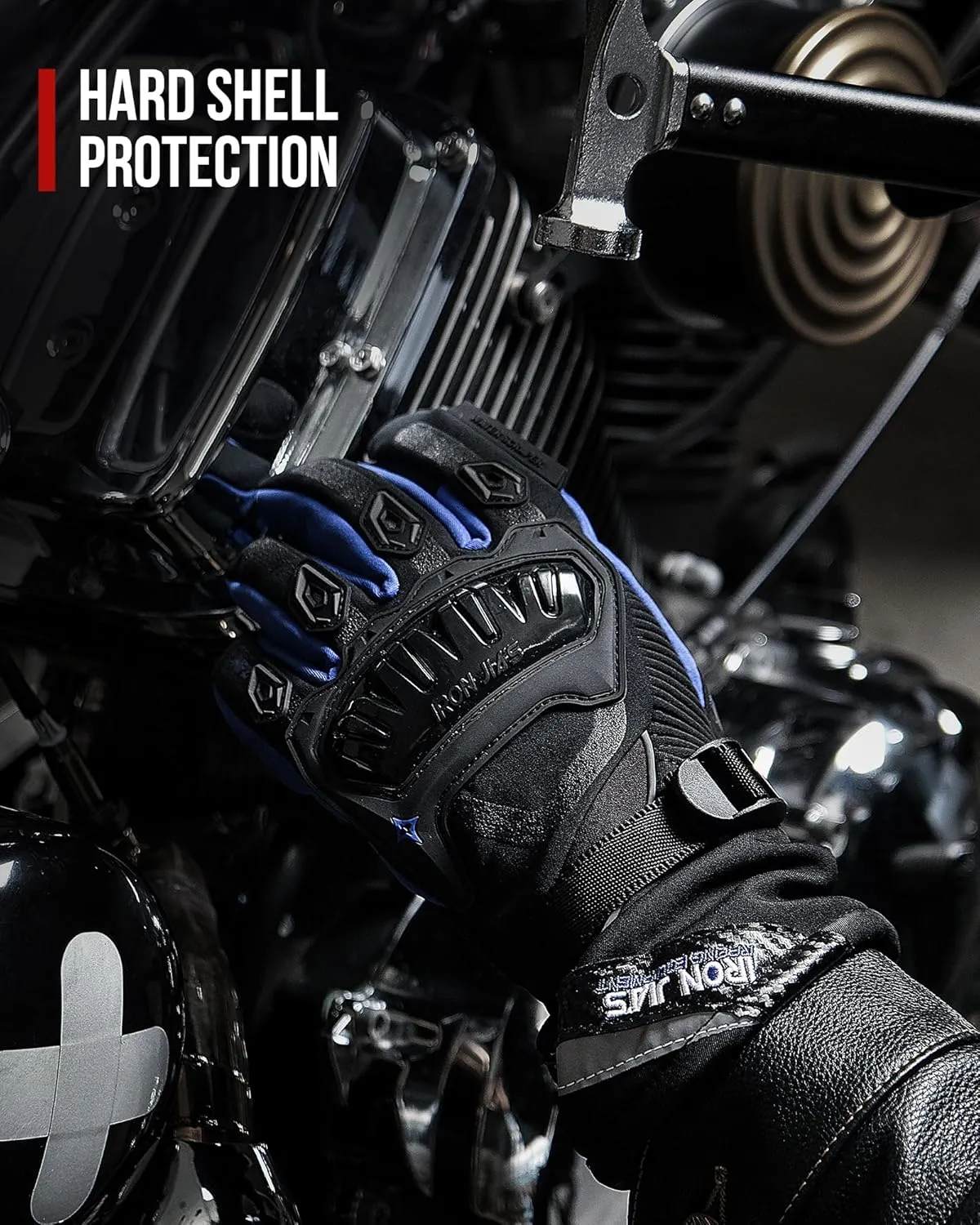 IRON JIA'S Motorcycle Gloves Winter Cold Weather Warm Touchscreen Waterproof Windproof Protective Gear (Blue, M)