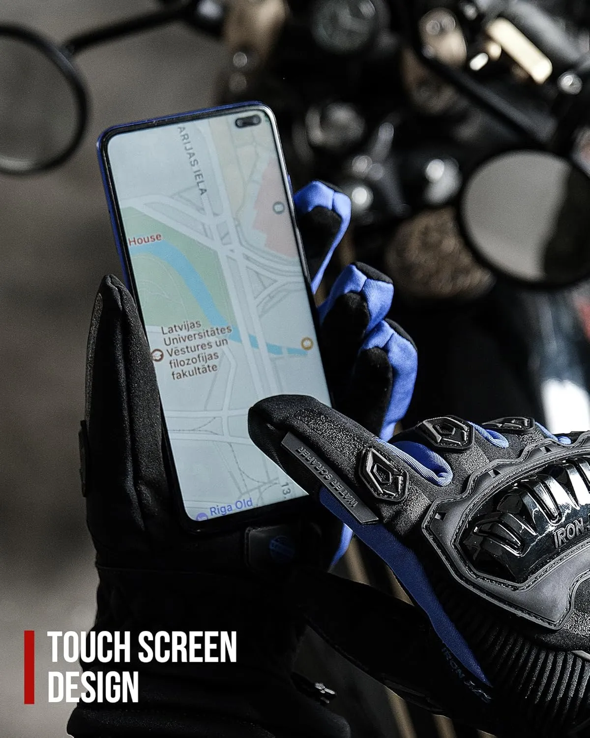 IRON JIA'S Motorcycle Gloves Winter Cold Weather Warm Touchscreen Waterproof Windproof Protective Gear (Blue, M)