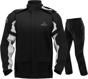 IRON JIA'S Rain Suit, Motorcycle Rain Gear for Men & Women, Waterproof Jacket and Pants, Breathable Reflective Raincoat for Fishing, Golf