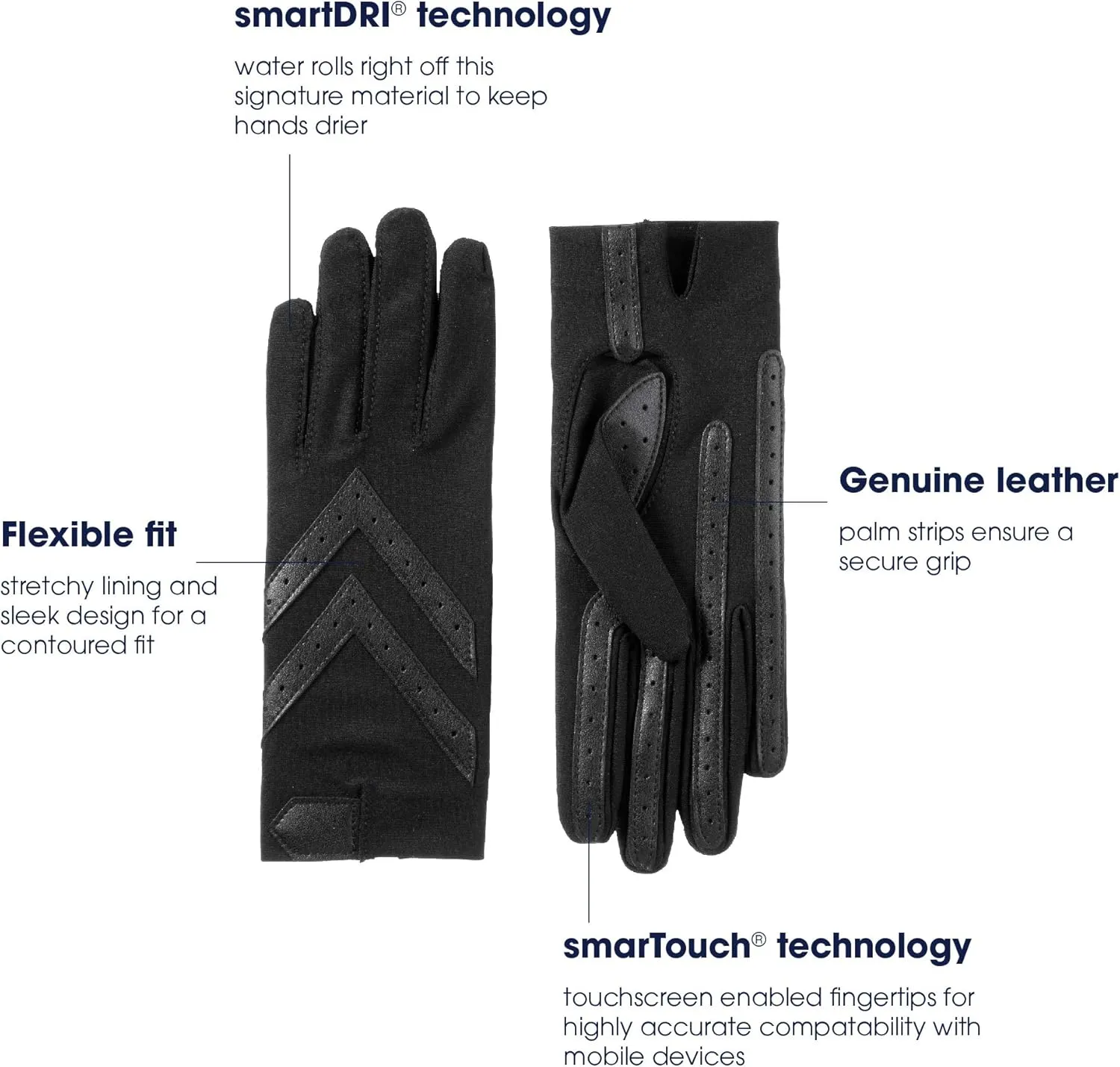 isotoner womens Spandex Shortie Touchscreen Gloves - Waterproof Winter Gloves
