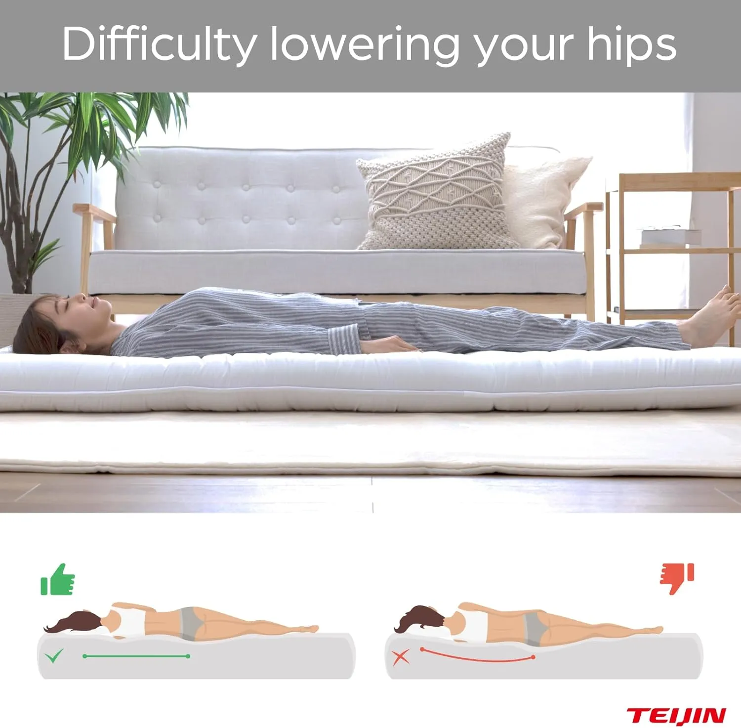 Japanese Futon Mattress, 100% Polyester, Foldable & Portable Floor Lounger Bed, Roll Up Sleeping Pad, Shikibuton (Twin, Extremely Thick)