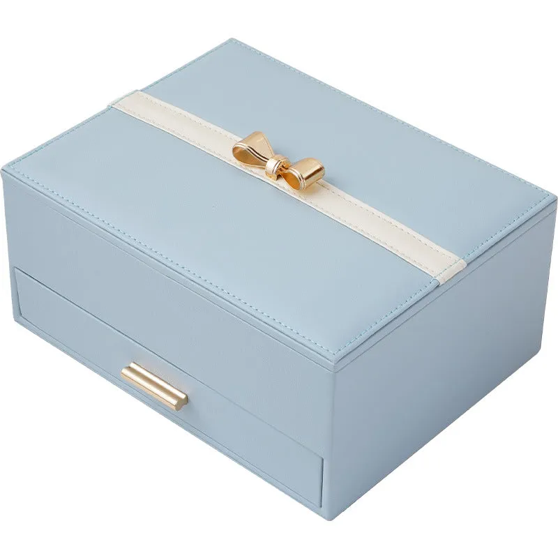 jewelry storage box bow double layer large capacity jewelry box necklace ring earrings hand jewelry box
