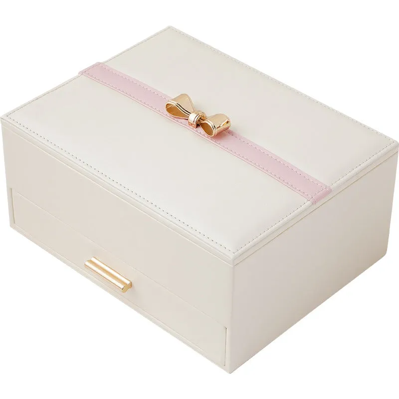 jewelry storage box bow double layer large capacity jewelry box necklace ring earrings hand jewelry box