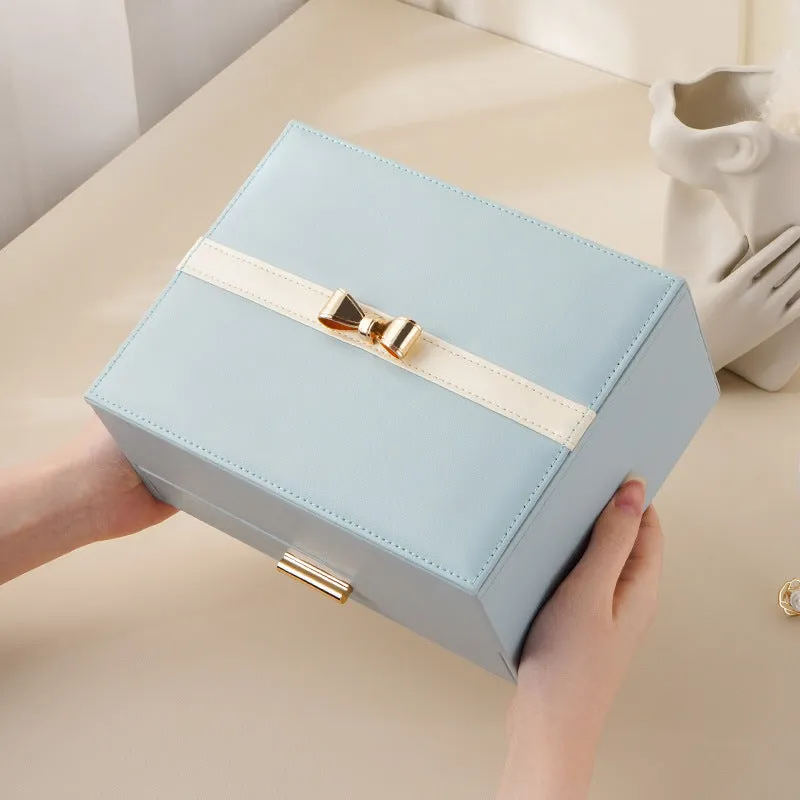 jewelry storage box bow double layer large capacity jewelry box necklace ring earrings hand jewelry box