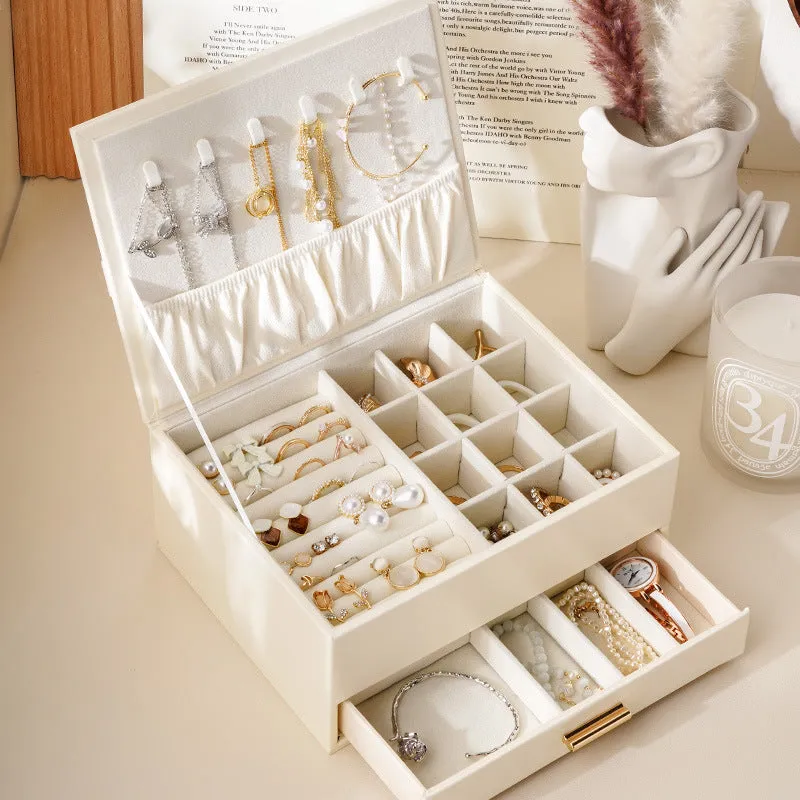 jewelry storage box bow double layer large capacity jewelry box necklace ring earrings hand jewelry box