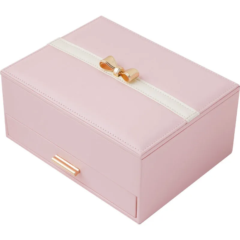 jewelry storage box bow double layer large capacity jewelry box necklace ring earrings hand jewelry box