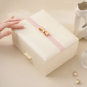 jewelry storage box bow double layer large capacity jewelry box necklace ring earrings hand jewelry box