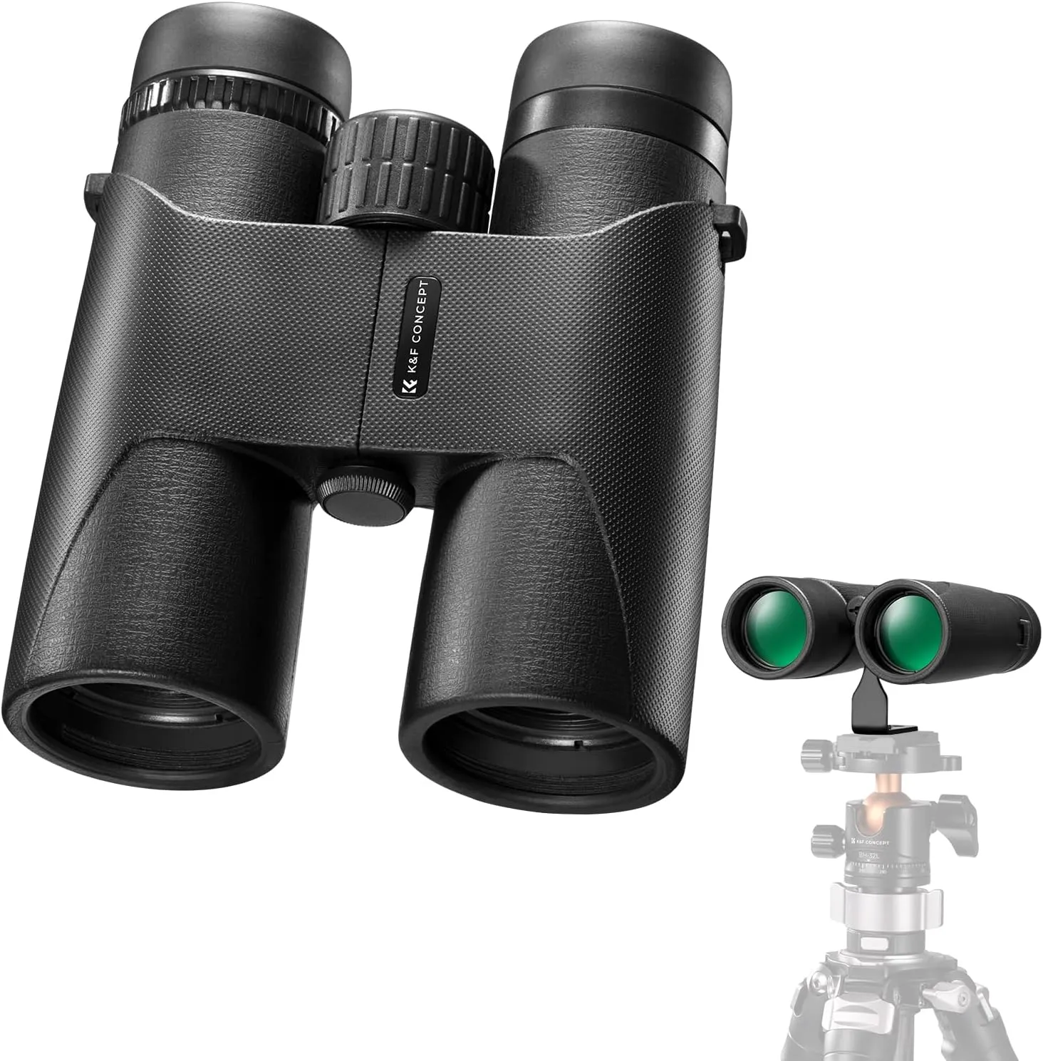 K&F Concept 10x42 Compact Binoculars for Kids and Adults, IP66 Waterproof with Tripod Converter, BAK4 Prism, FMC Lens, Cleaning Cloth for Bird Watching Hunting Travel Camping Stargazing