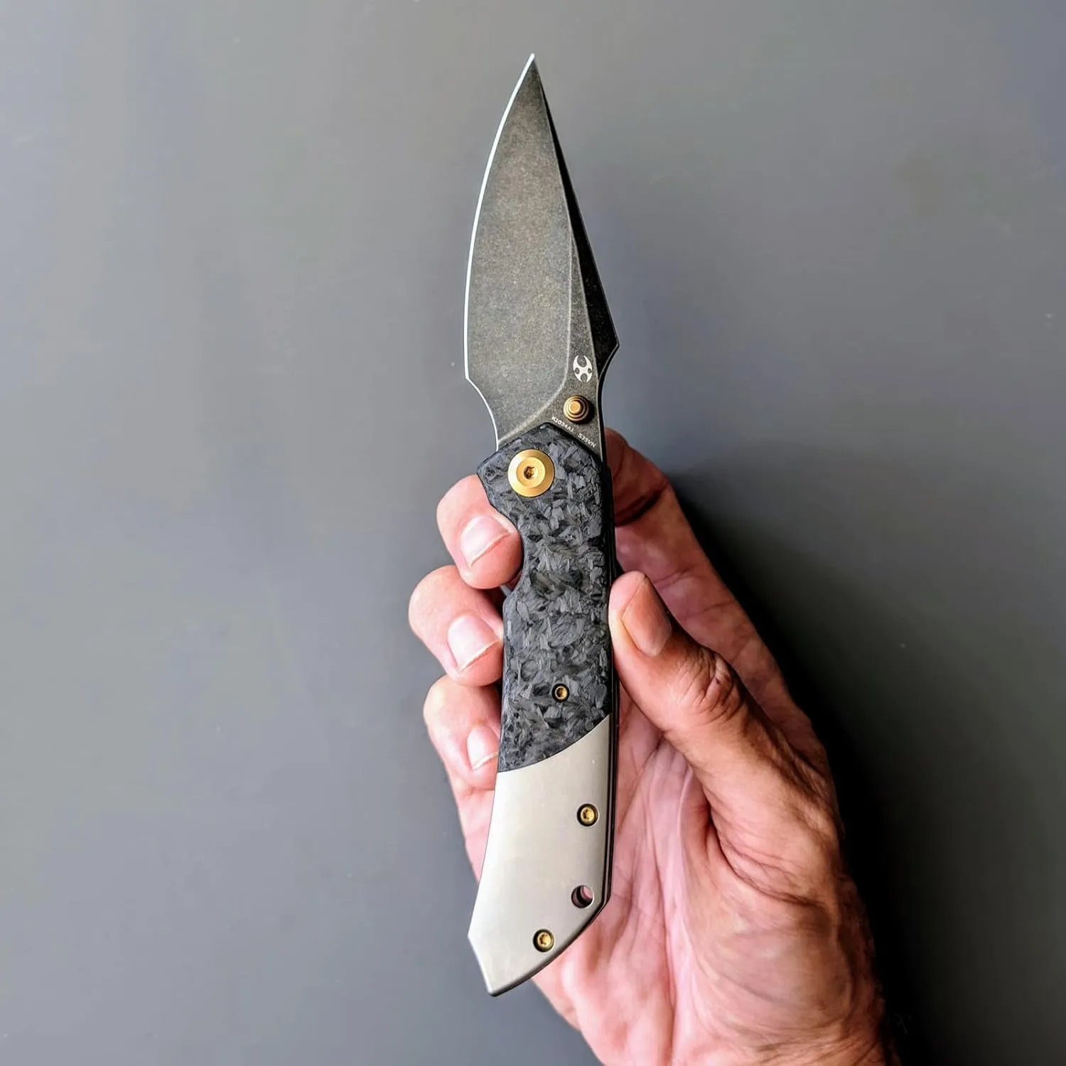 KANSEPT Fenrir Pocket Folding Knives for Men Women EDC Camping Folding Knives 3.48''CPM-S35VN Harpoon Blade with Shred Carbon Fiber Titanium Handle and Ti Clip for Outdoor Sprots EverydayCarry K1034A1