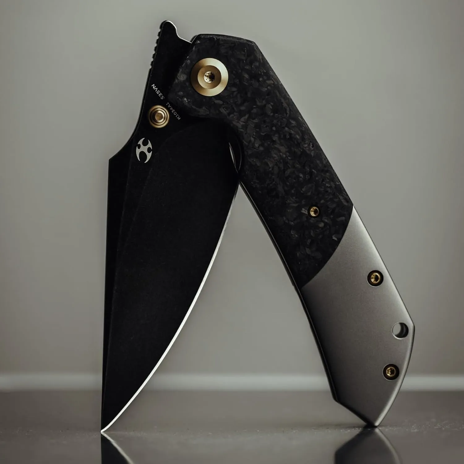 KANSEPT Fenrir Pocket Folding Knives for Men Women EDC Camping Folding Knives 3.48''CPM-S35VN Harpoon Blade with Shred Carbon Fiber Titanium Handle and Ti Clip for Outdoor Sprots EverydayCarry K1034A1