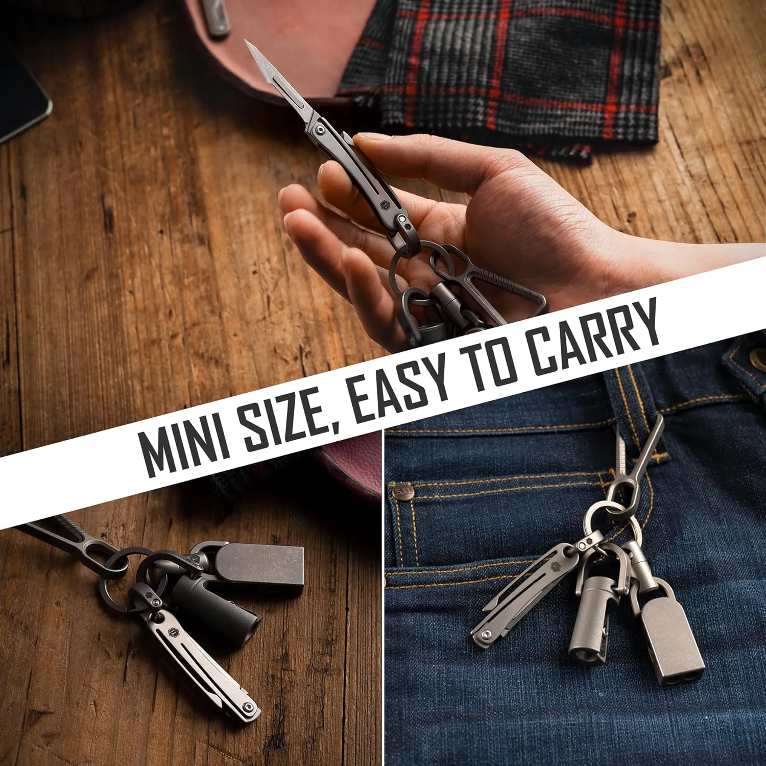 KeyUnity KK07 Mini Titanium Scalpel Knife with #11 Replaceable Blades, EDC Utility Folding Knife with Pocket Clip, for Outdoor Hunting, Camping, Fishing, Hiking