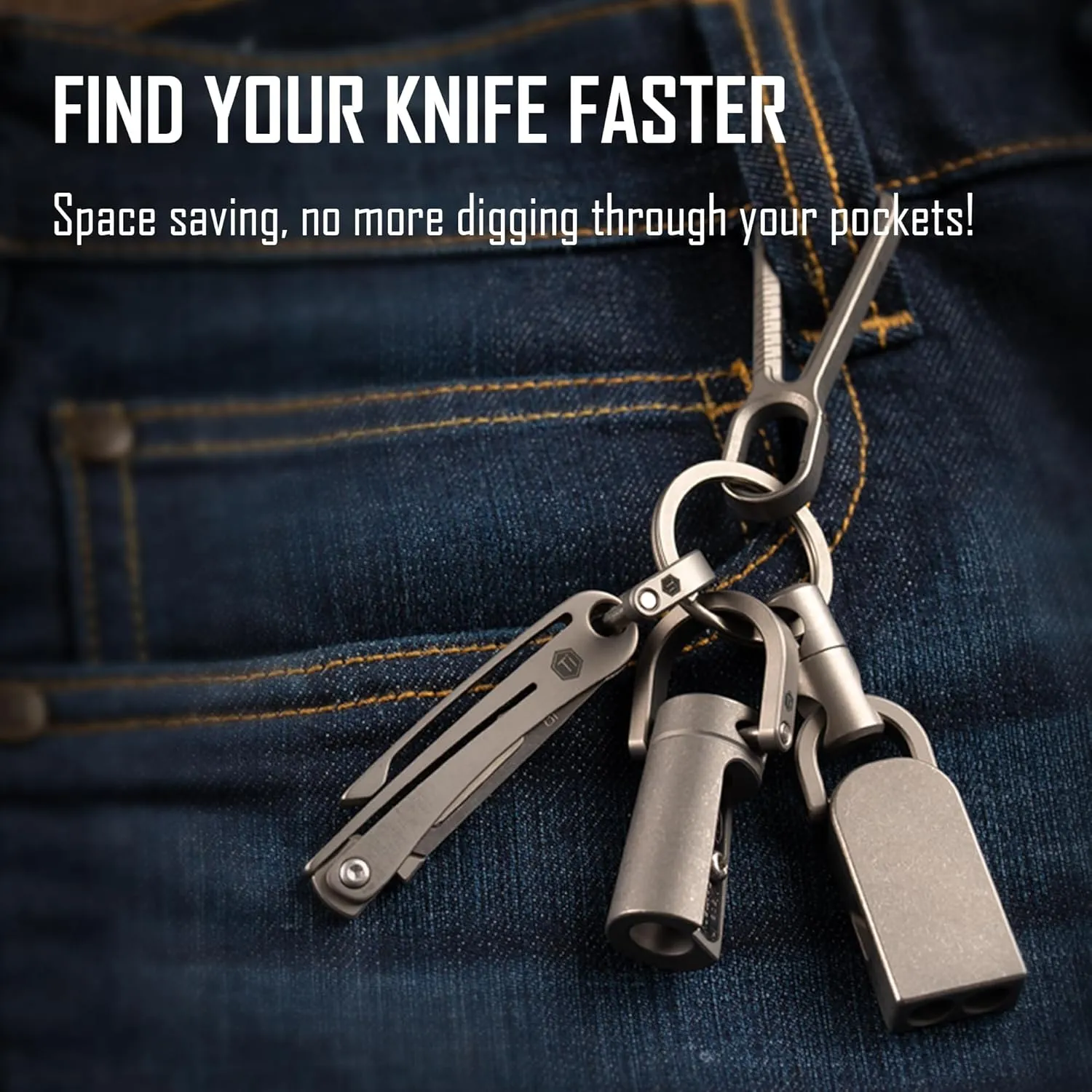 KeyUnity KK07 Mini Titanium Scalpel Knife with #11 Replaceable Blades, EDC Utility Folding Knife with Pocket Clip, for Outdoor Hunting, Camping, Fishing, Hiking