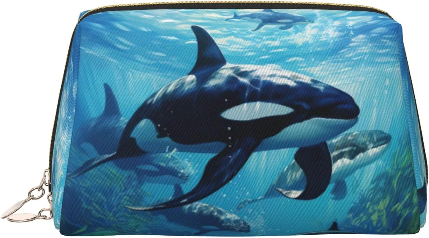 Killer Whales Swim Along Travel-Ready Toiletry Bag, Compact Makeup Organizer For Women
