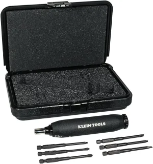 Klein Tools 57032 Screwdriver Set, Made in USA, Torque Screwdriver Kit with Phillips, Slotted, Square Bits, 1/4-Inch Nut Driver, Case Included, 6-Piece