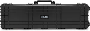 Koah 53" Inch Weatherproof Protective Roller Rifle Hard Case with Customizable Foam, Pressure Valve, and Lock Fittings (Black)