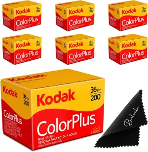 Kodak Colorplus 200 35mm Film Bundle, 6 Rolls 36 Exposures Each, for 35mm Camera Includes Balveli Premium Microfiber Cloth-Kodak Film 6 Roll Bundle