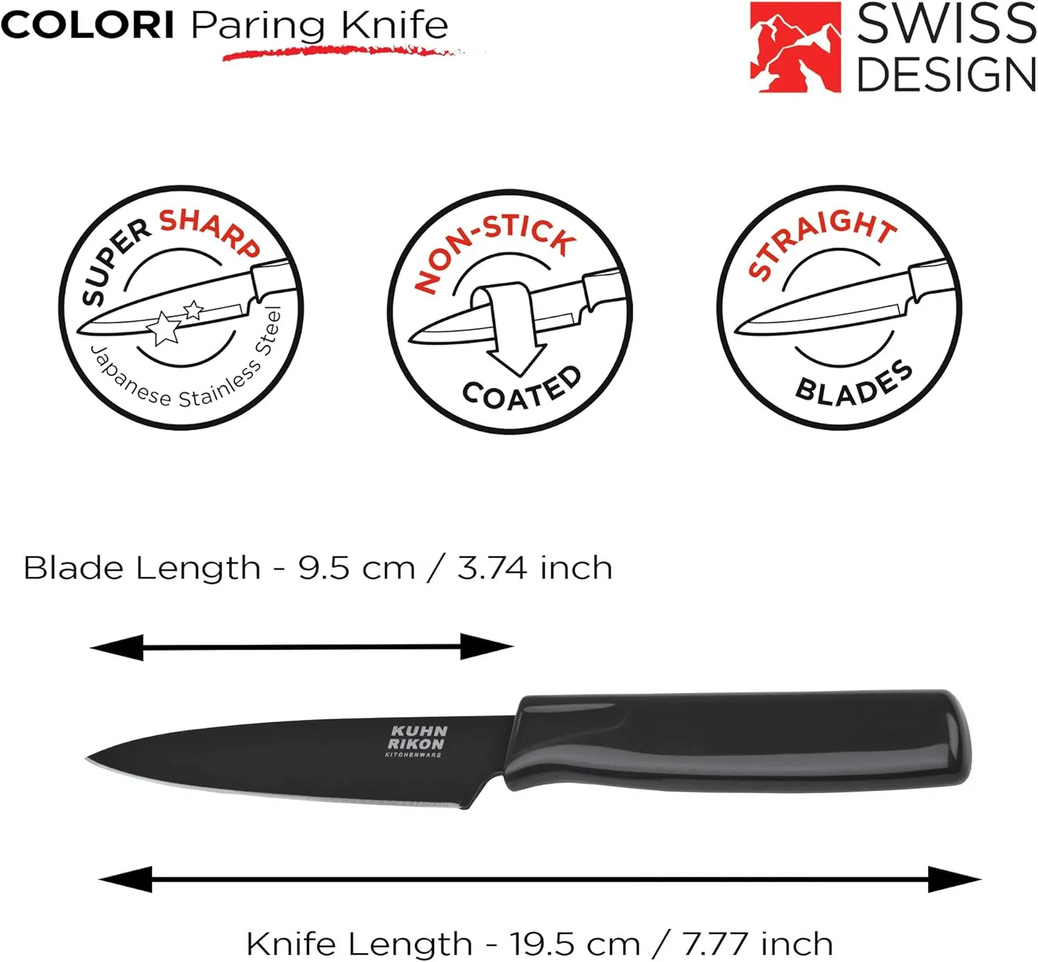 Kuhn Rikon Straight Paring Knife with Safety Sheath, 4 inch/10.16 cm Blade, Orange