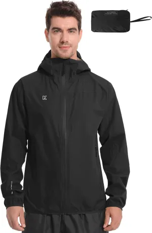KUTOOK Men's Cycling Rain Jacket Packable Lightweight Hooded Raincoat Hiking Running Golf Gear Winderbreaker S-3XL