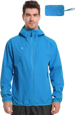 KUTOOK Men's Cycling Rain Jacket Packable Lightweight Hooded Raincoat Hiking Running Golf Gear Winderbreaker S-3XL