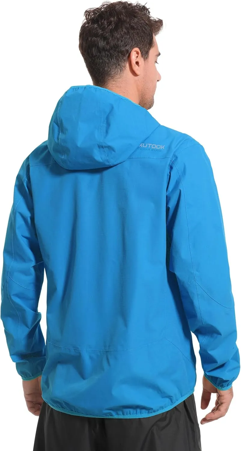 KUTOOK Men's Cycling Rain Jacket Packable Lightweight Hooded Raincoat Hiking Running Golf Gear Winderbreaker S-3XL
