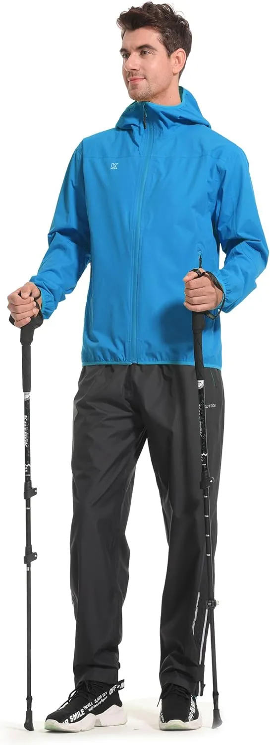 KUTOOK Men's Cycling Rain Jacket Packable Lightweight Hooded Raincoat Hiking Running Golf Gear Winderbreaker S-3XL