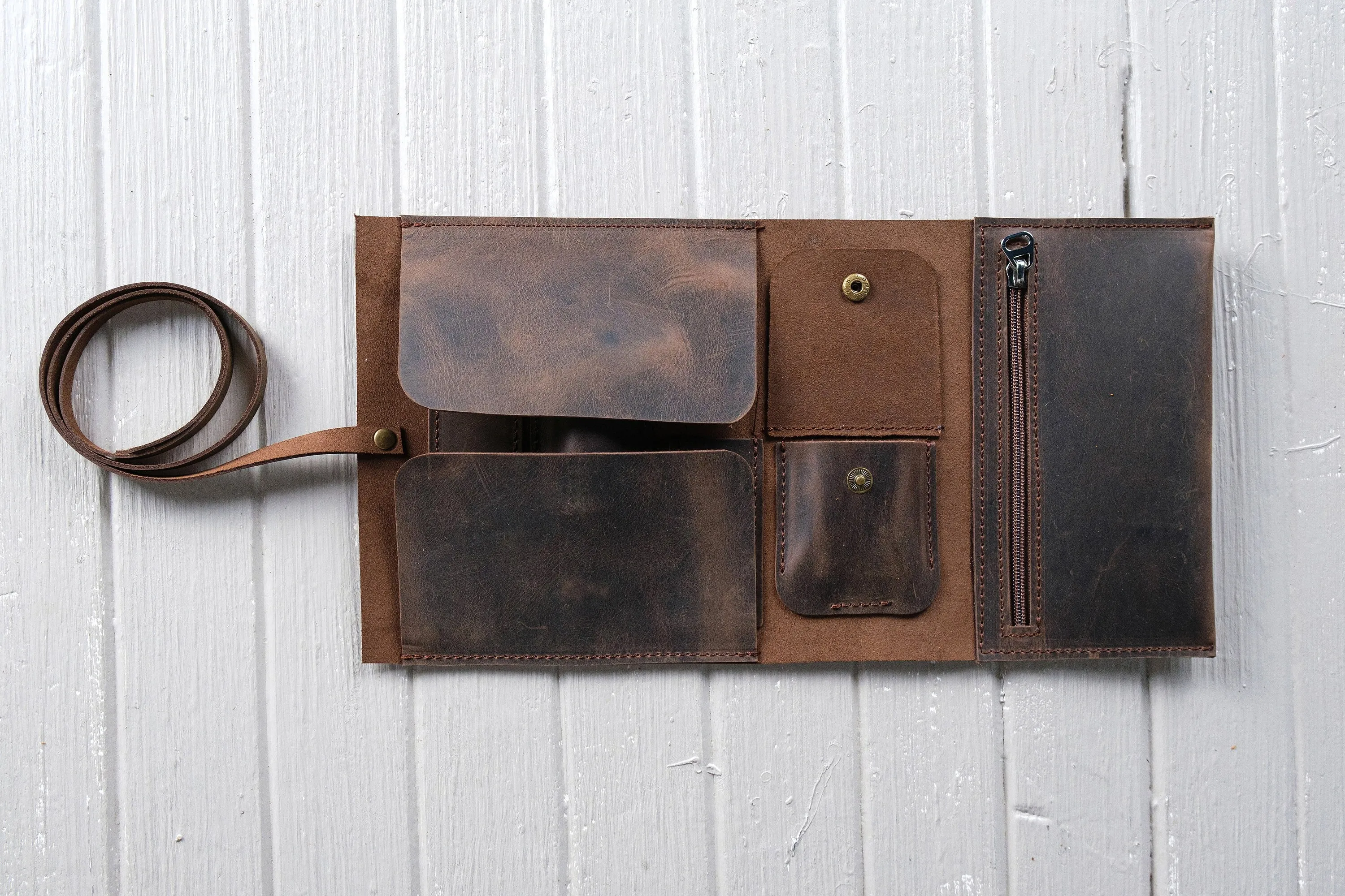 Leather 1-Pipe Roll with Zipper, Handmade Pipe Pouch for 1-Pipe, Leather Pipe Rollup Bag