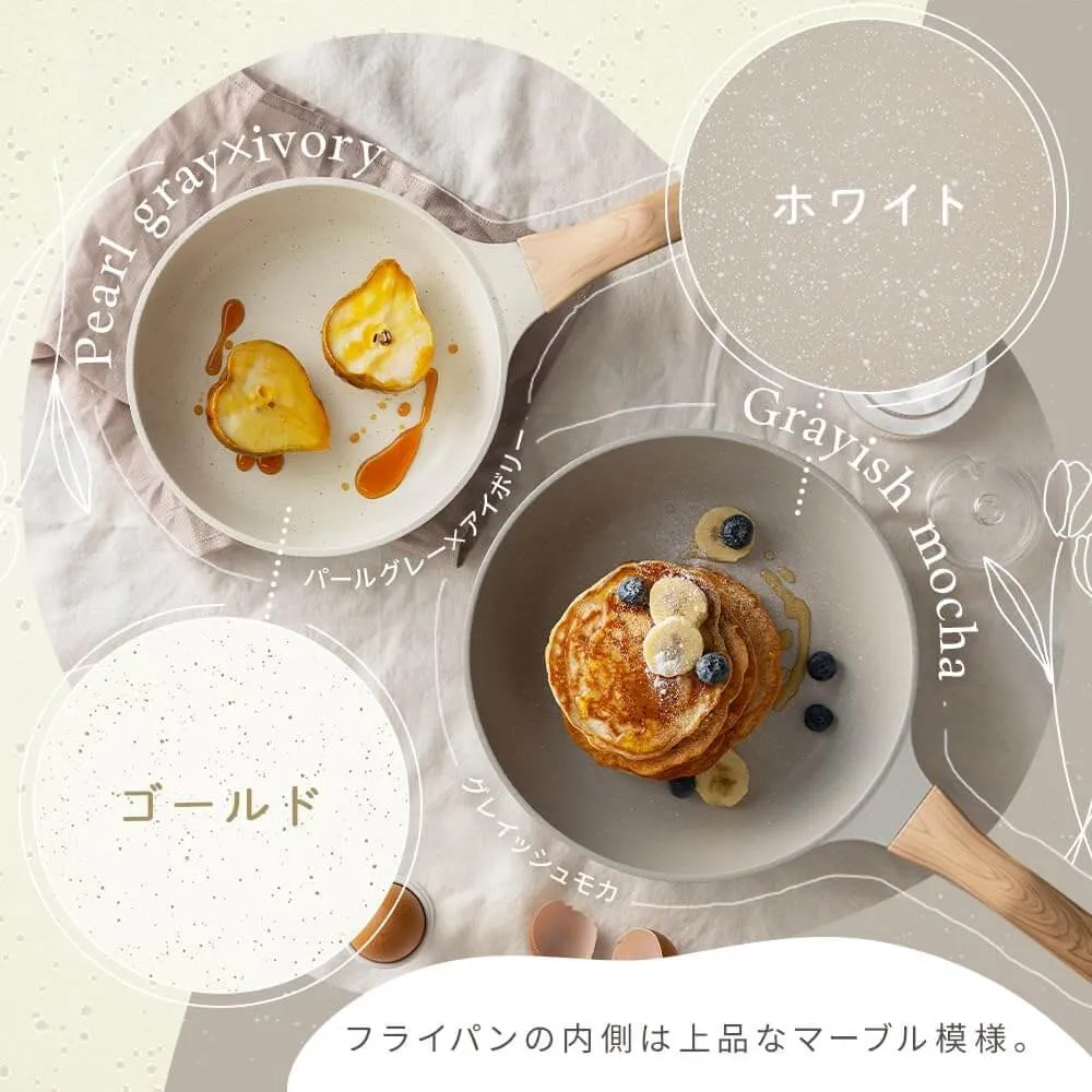 Lightweight Nonstick Frying Pan with Wood-Style Handle, IH & Gas Compatible