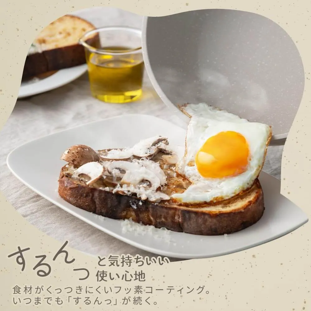 Lightweight Nonstick Frying Pan with Wood-Style Handle, IH & Gas Compatible