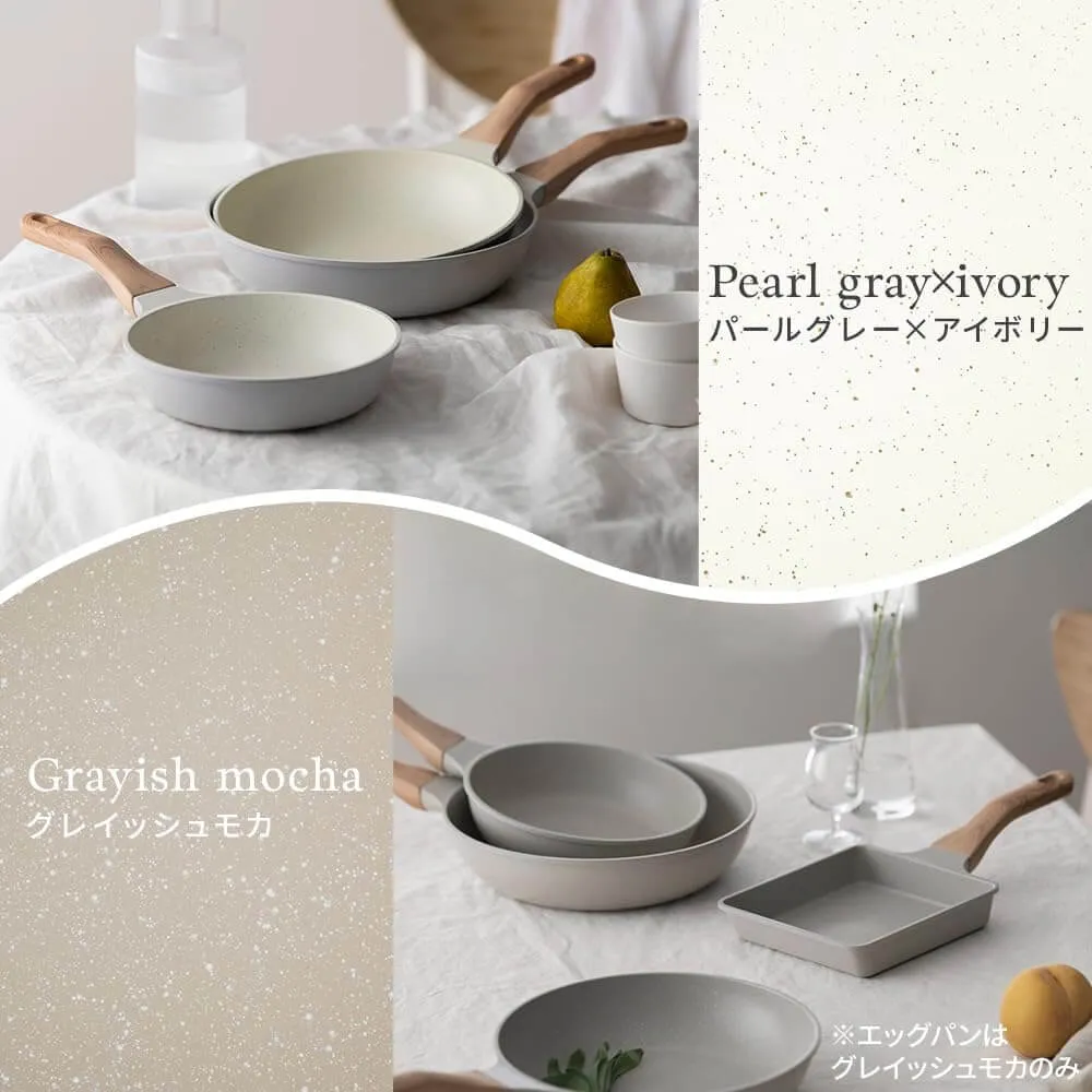 Lightweight Nonstick Frying Pan with Wood-Style Handle, IH & Gas Compatible