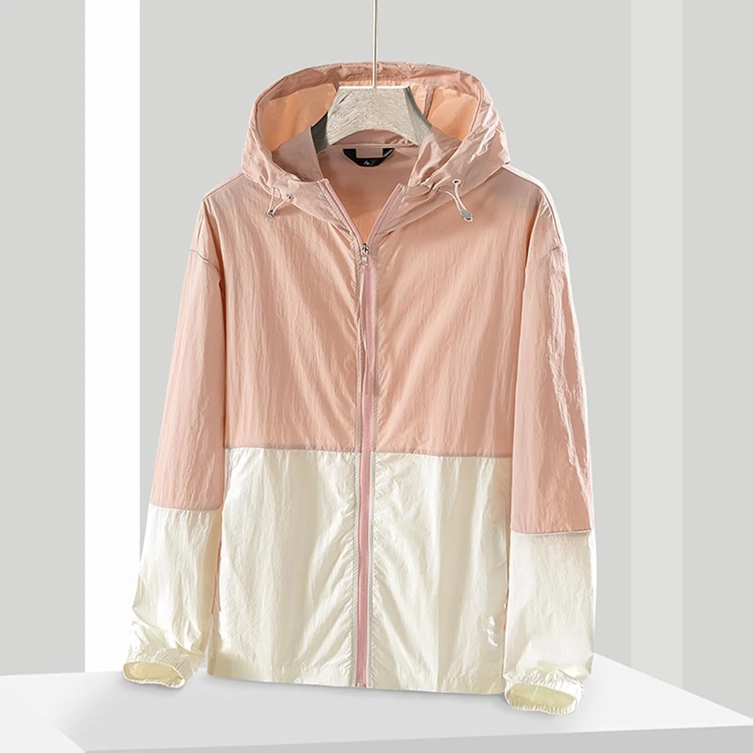 Lightweight Rain Jacket Women Waterproof Rain Coats Color Block Windbreaker Jacket Packable Raincoats Hooded Hackets