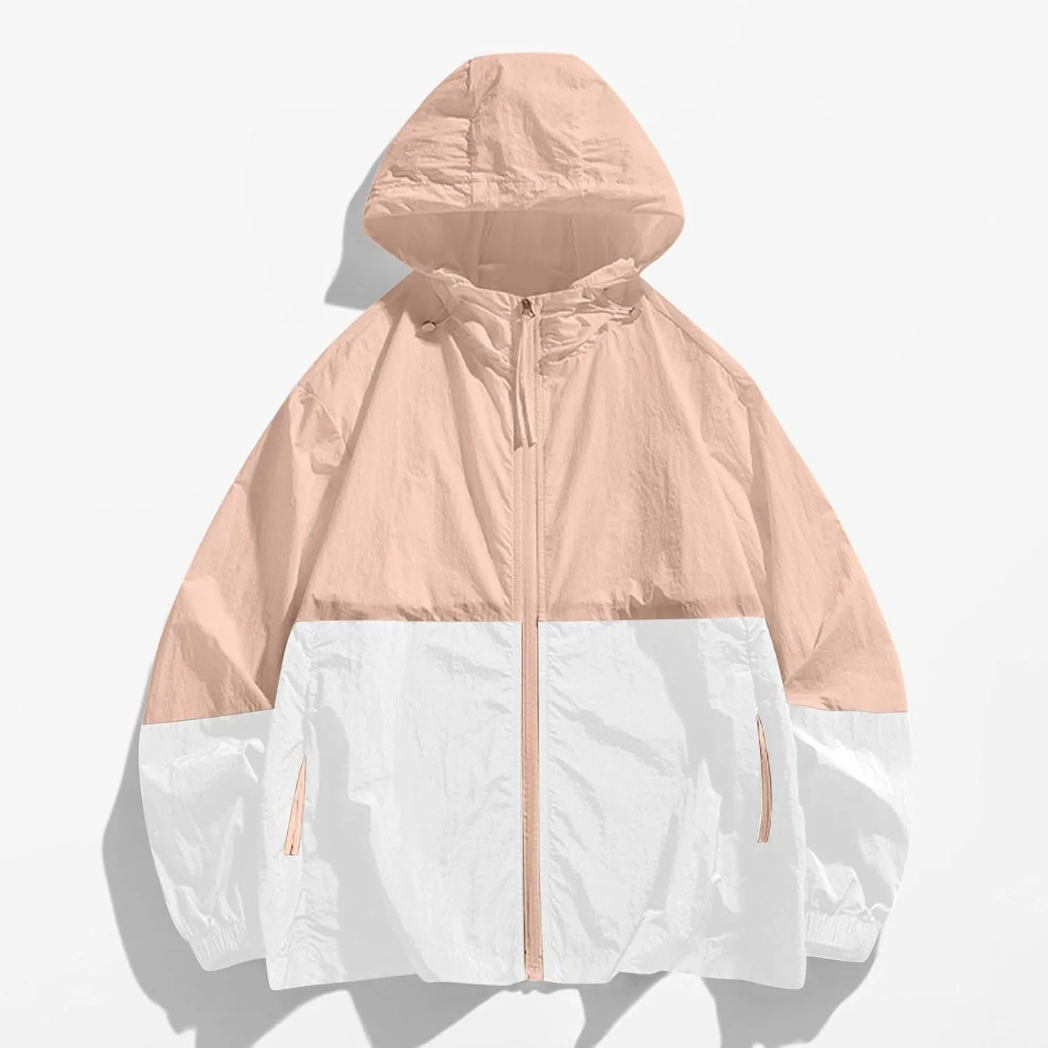 Lightweight Rain Jacket Women Waterproof Rain Coats Color Block Windbreaker Jacket Packable Raincoats Hooded Hackets