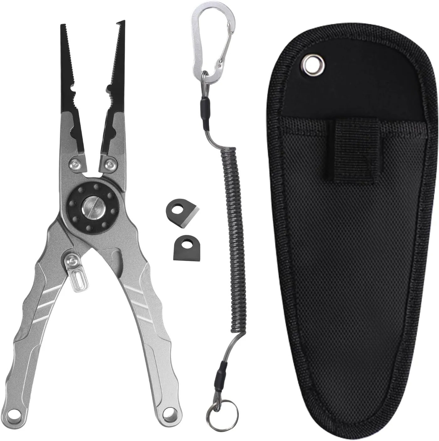 Lockable Saltwater Fishing Pliers 7.8" inch Aviation Aluminum Unibody with Tungsten Blades Fishing Gear Corrosion-Proof Design Ergonomic Non-Slip Grip Repl Blade included Fishing Gifts for Men