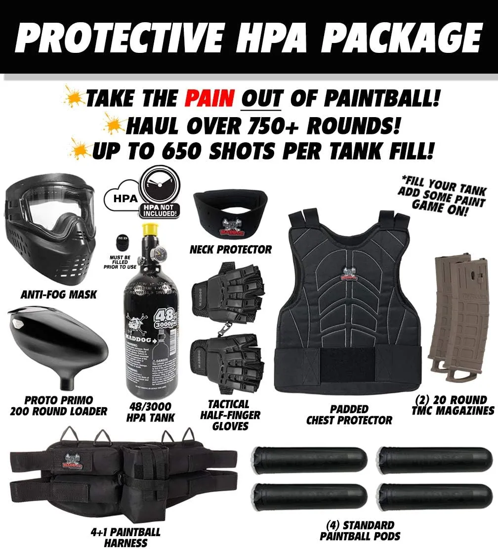 Maddog Tippmann TMC MAGFED Protective Paintball Gun Starter Package