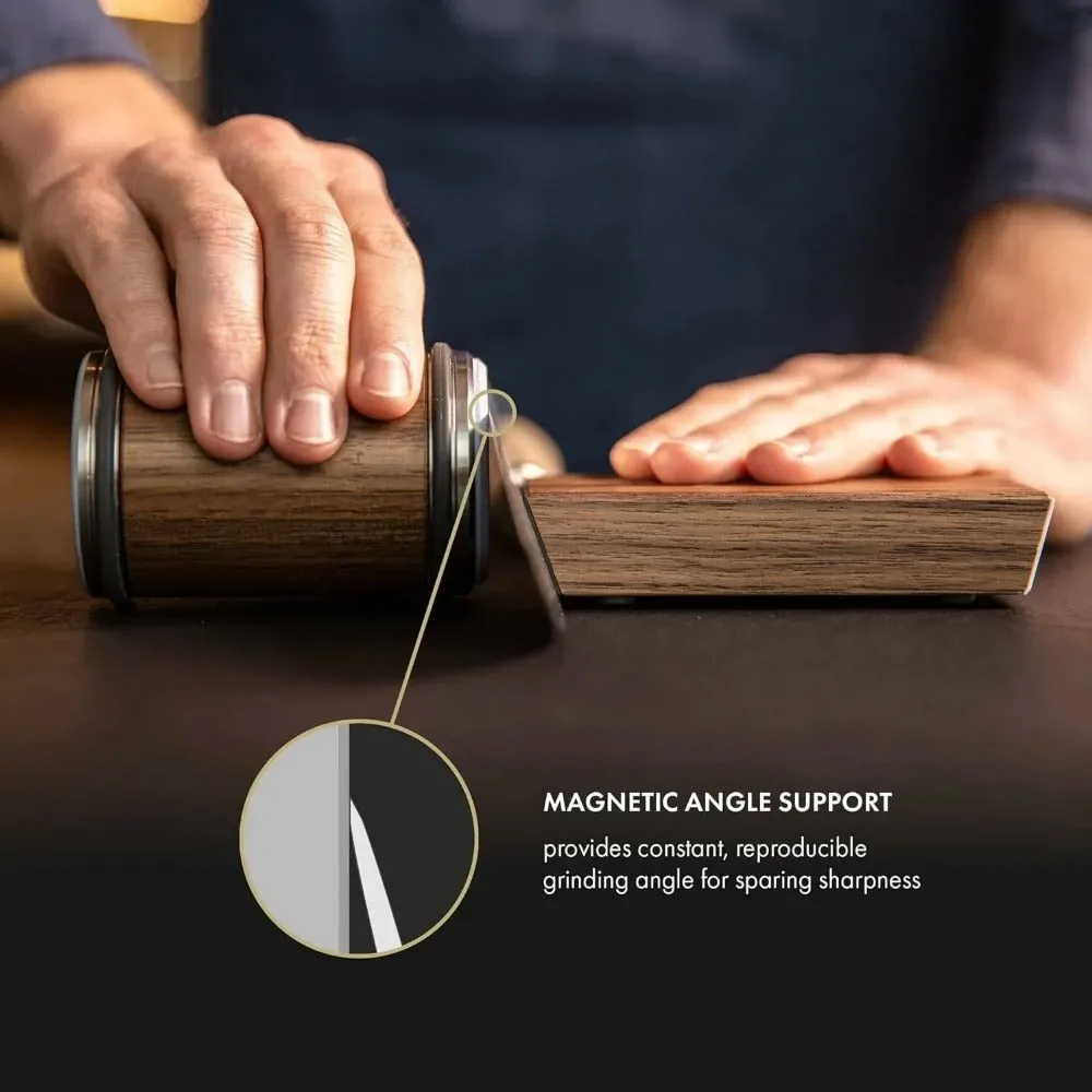 Magnetic Rolling Knife Sharpener Kit with Dual Angles 15° & 20° for All Steel Types