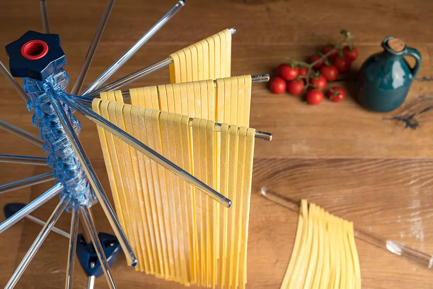 Marcato Atlas Pasta Drying Rack, Tacapasta, Made in Italy, Steel and Polycarbonate, Collapsible, Blue