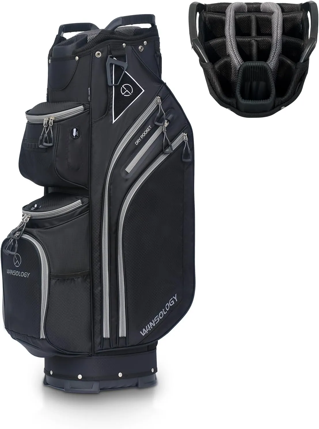 Max Lightweight Golf Cart Bag with Dual Handles and 14 Way Individual Full Length Dividers, Golf Club Bag with 11 Pockets, Large Putter Well, Double Strap Cooler for Men & Women
