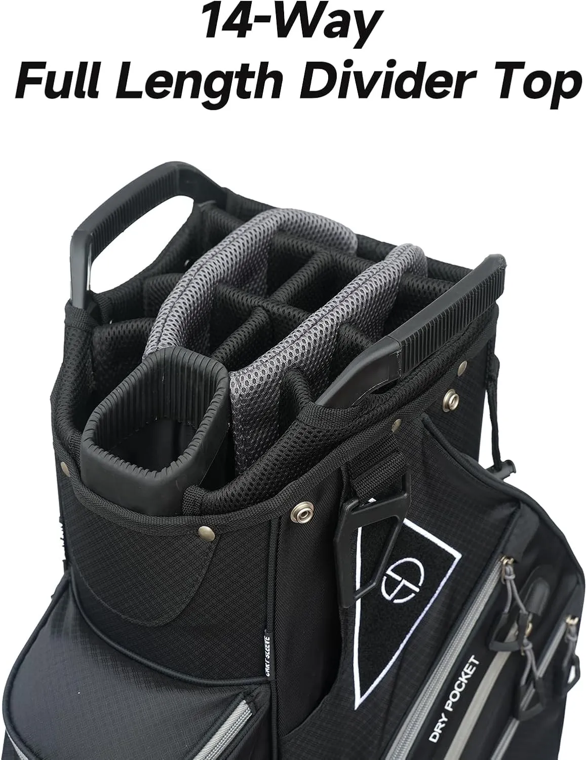 Max Lightweight Golf Cart Bag with Dual Handles and 14 Way Individual Full Length Dividers, Golf Club Bag with 11 Pockets, Large Putter Well, Double Strap Cooler for Men & Women