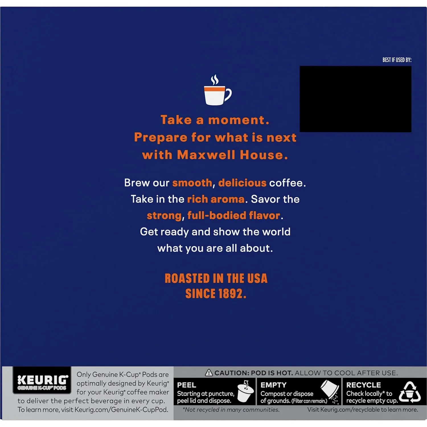 Maxwell House Original Roast Medium Roast K-Cup Coffee Pods, 48 ct Box